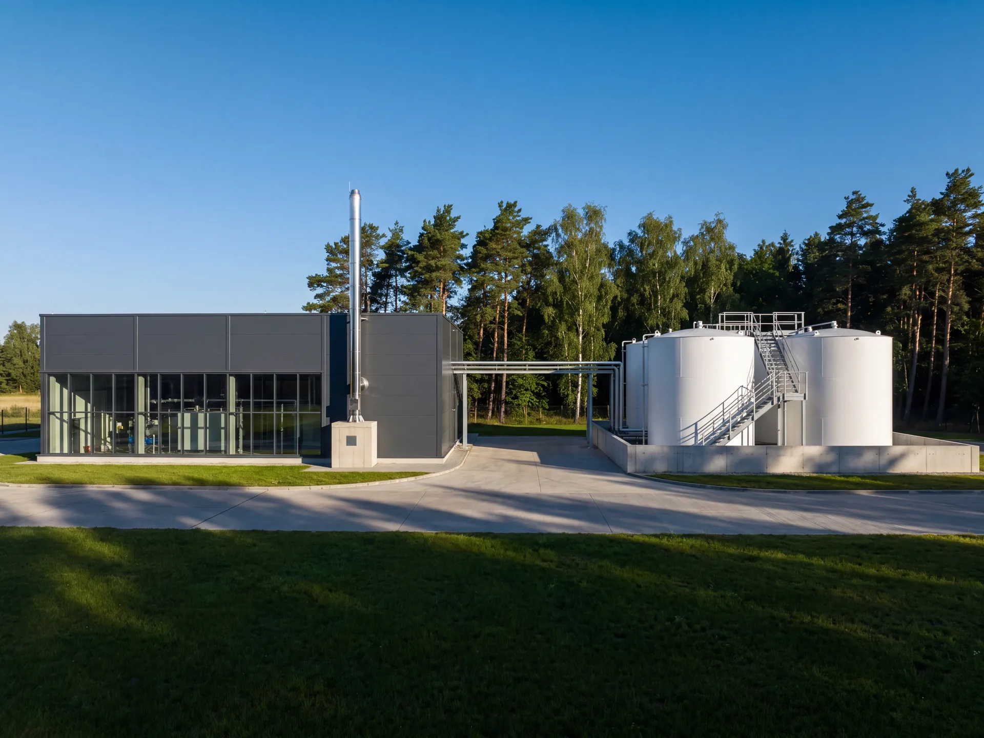 Industrial plant with fuel tanks