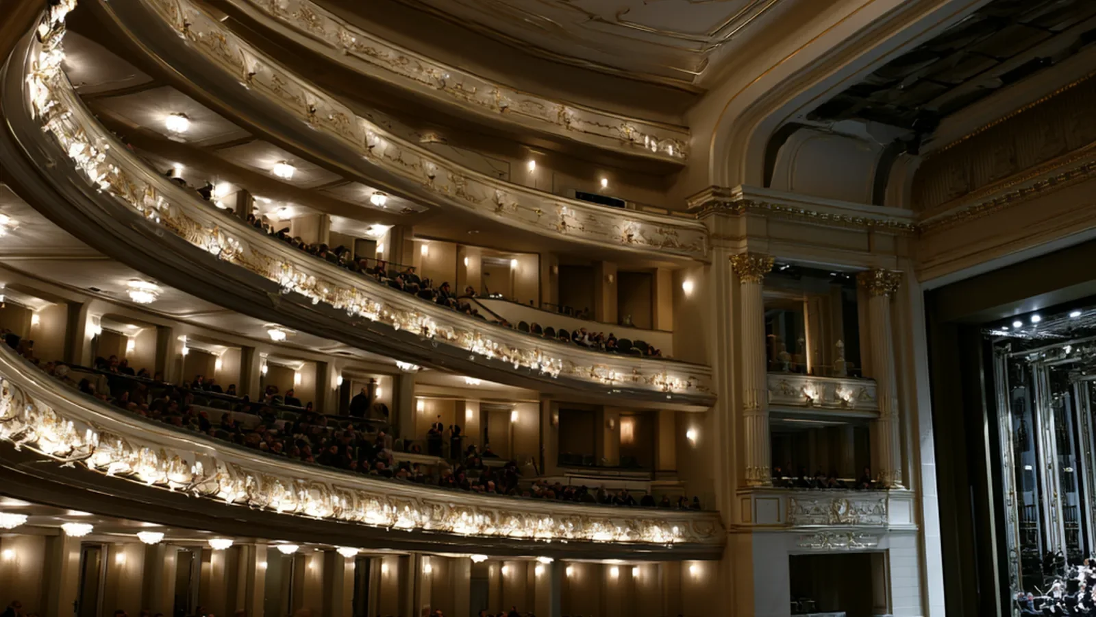 Interno dell’opera – balconate dorate della sala
