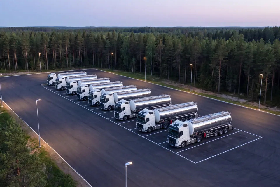 A fleet of road tankers.
